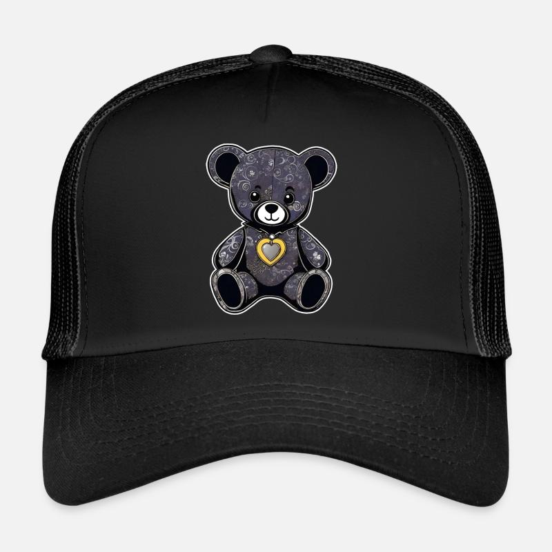Romance Gothic Teddy Bear with Heart Trucker Cap