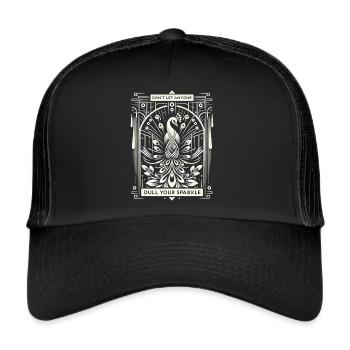 Elegant White Peacock: Art Deco Splendor - Trucker Cap - black/black - Front