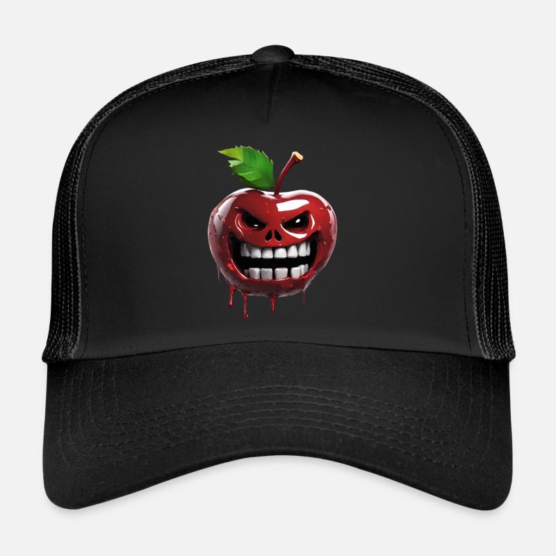 Punischerry Lustige Wütende Kirsche - Trucker Cap - Schwarz/Schwarz