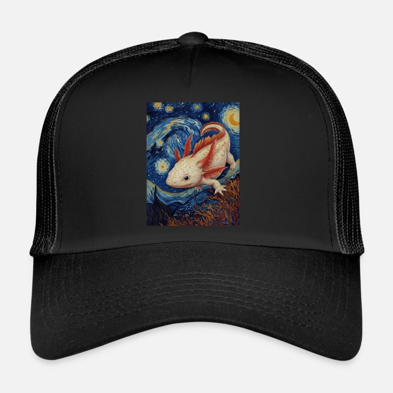 Axolotl, Van Gogh, Style, Starry Night Trucker Cap