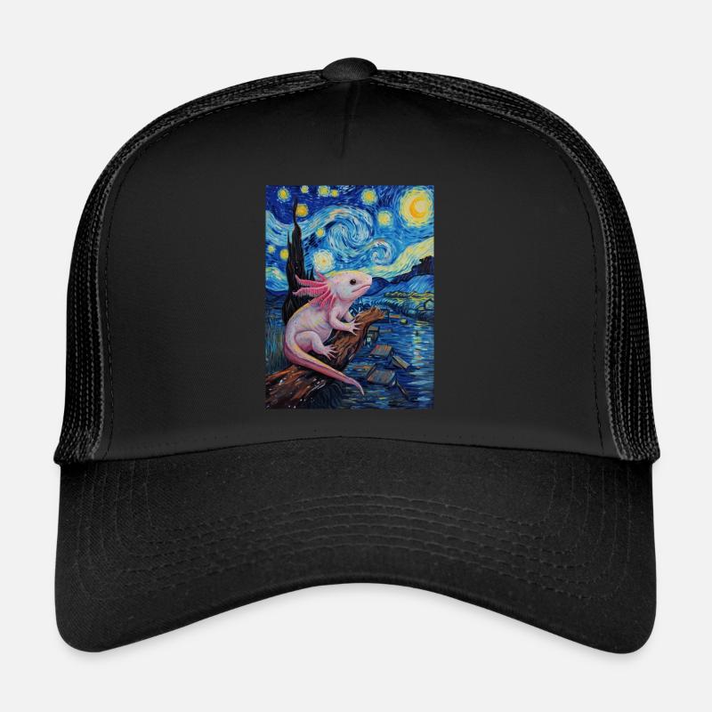 Axolotl Van Gogh Nuit étoilée Casquette trucker 