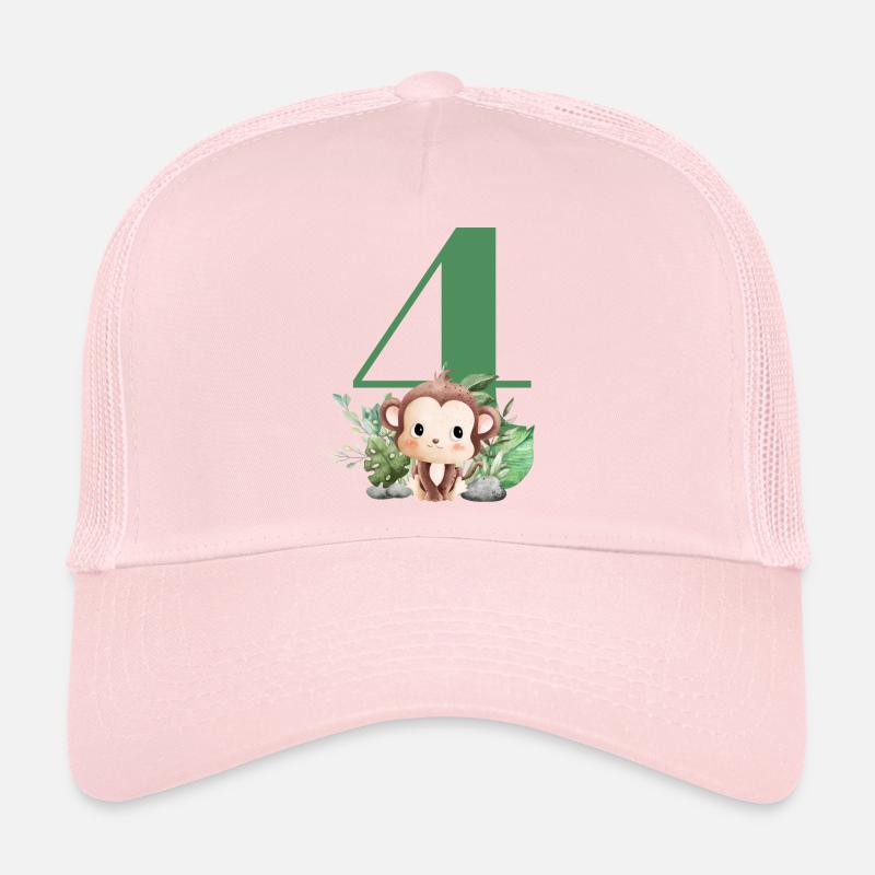 4th Birthday Monkey Safari Trucker Cap