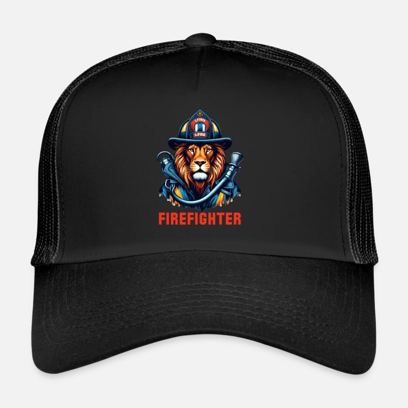 Firefighter Lion Gift Trucker Cap