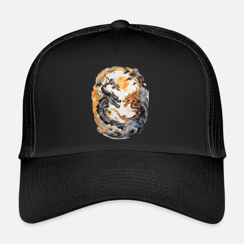 Japanische Drachen - Trucker Cap - Schwarz/Schwarz