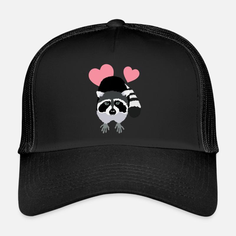 Waschbär-Liebe - Trucker Cap - Schwarz/Schwarz