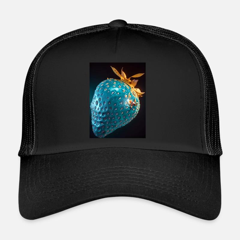 Fraise, technique, high-tech, illustration, bleu Casquette trucker 