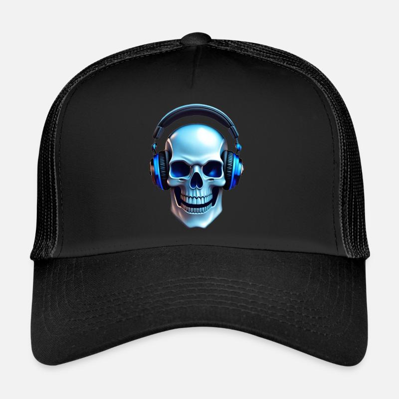 Musikhörer, Totenschädel mit Kopfhörer Trucker Cap