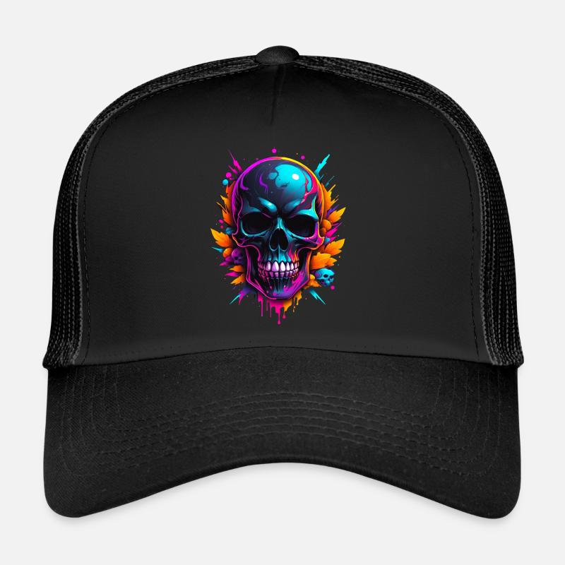 Skull - Trucker Cap - Schwarz/Schwarz