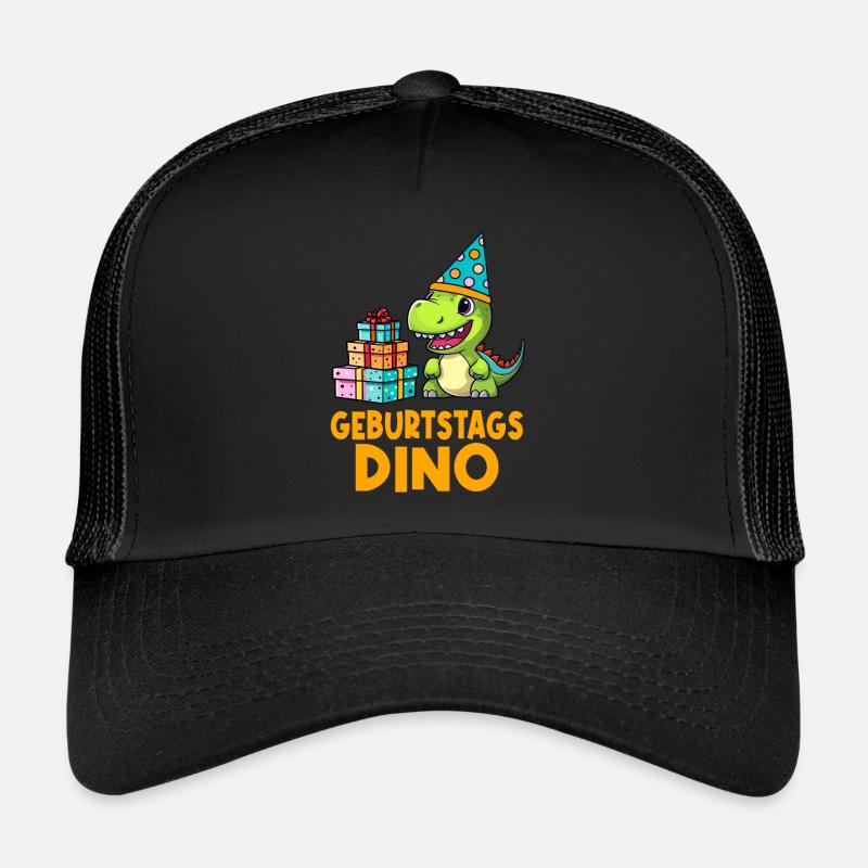 Kindergeburtstag Geburtstags Dino bunte Geschenke - Trucker Cap - Schwarz/Schwarz