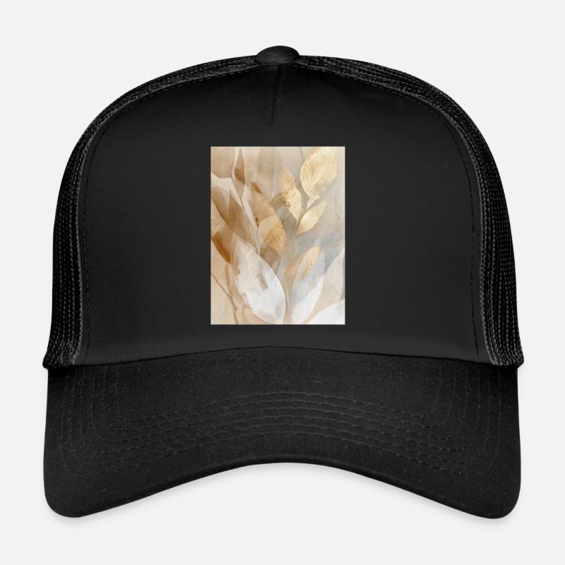 Gold Accent Leaves - Trucker Cap - black/black