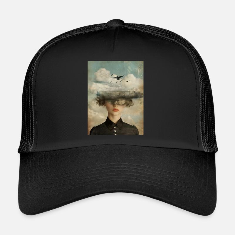 Poster Retro Surreal Face 3 - Trucker Cap - black/black
