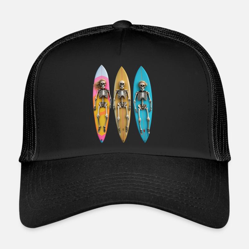 Surfende Skelette: Eine Reise jenseits der Wellen - Trucker Cap - Schwarz/Schwarz