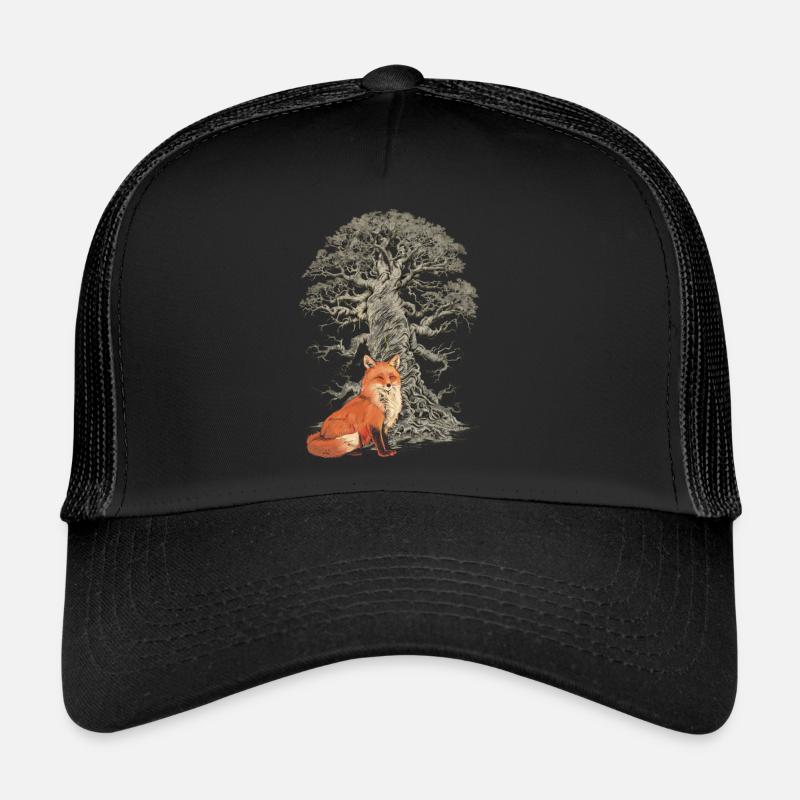 Wald Baum Fuchs Füchse Märchen Märchenfigur Kind - Trucker Cap - Schwarz/Schwarz