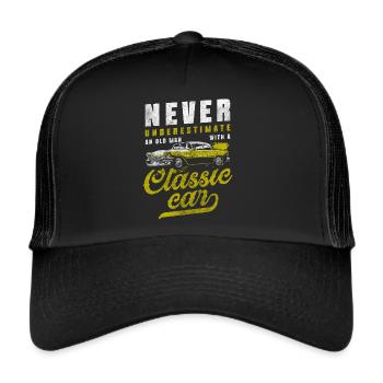 Année de fabrication d’une automobile ancienne - Casquette trucker  - noir/noir - Devant