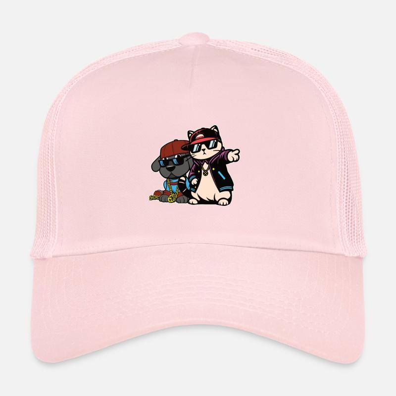 Chien et chat dans le style hip hop Casquette trucker 
