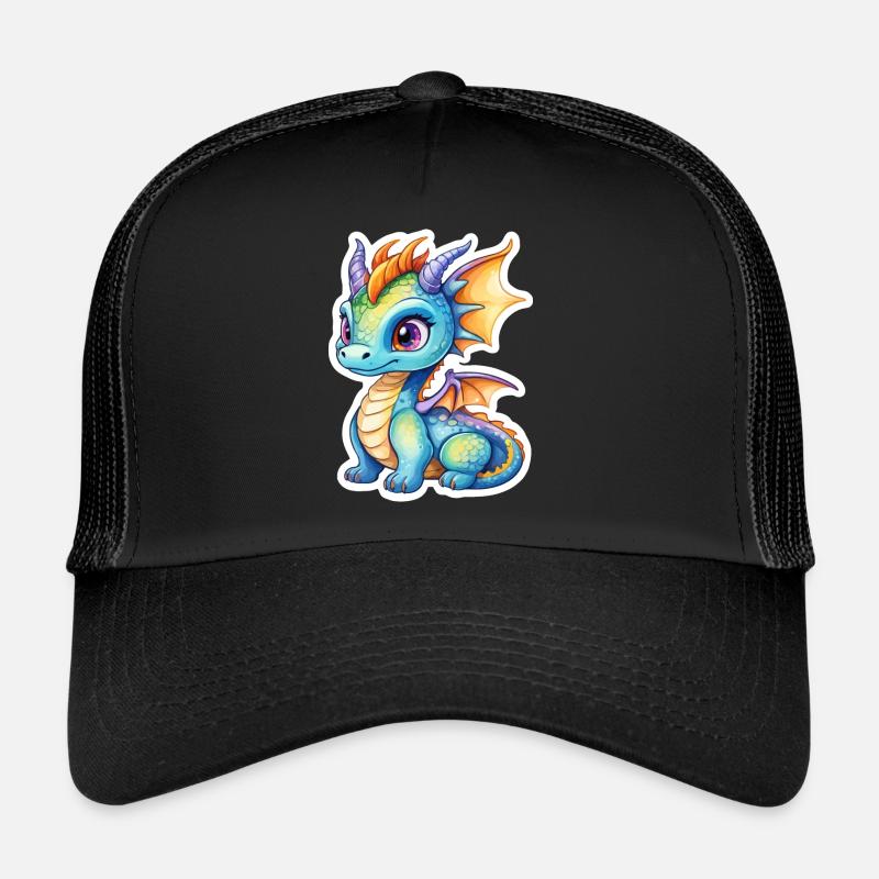 Drache Wasserfarben - Trucker Cap - Schwarz/Schwarz