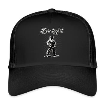 Karate Girl Design für die coole Karateka - Trucker Cap - Schwarz/Schwarz - Vorne