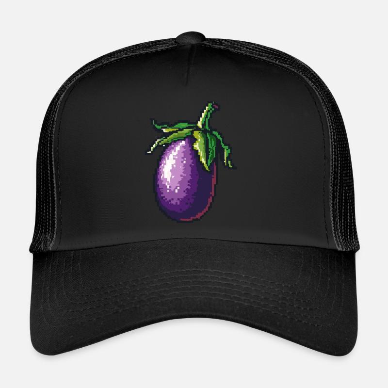 Eggplant Pixel Icon Trucker Cap