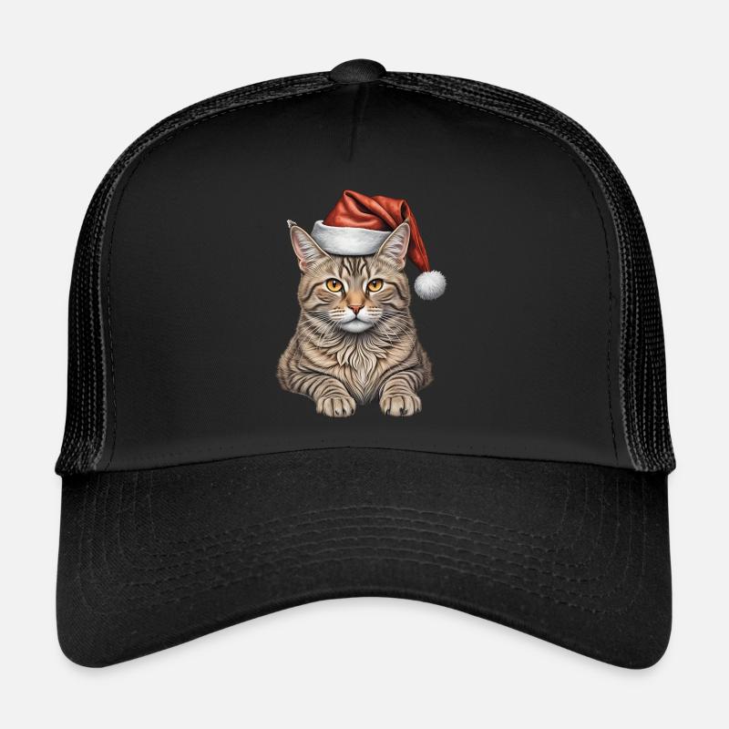Süße Weihnachtskatze - Trucker Cap - Schwarz/Schwarz