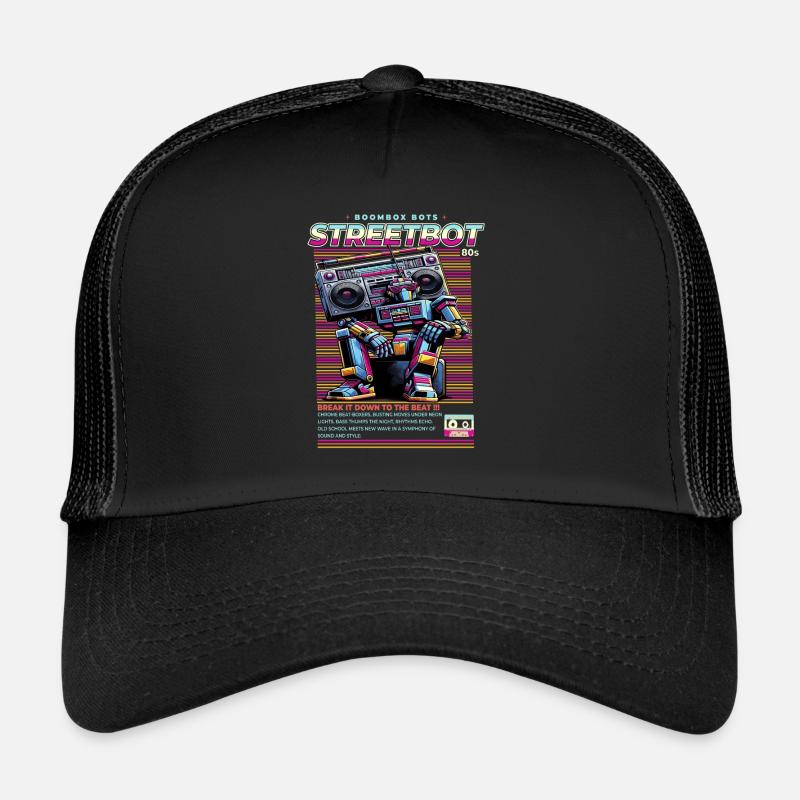 Roboter, Vintage - Trucker Cap - Schwarz/Schwarz