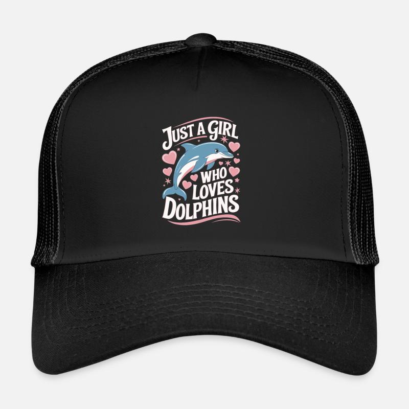 Süßer Delfin Spruch Mädchen Frauen - Trucker Cap - Schwarz/Schwarz