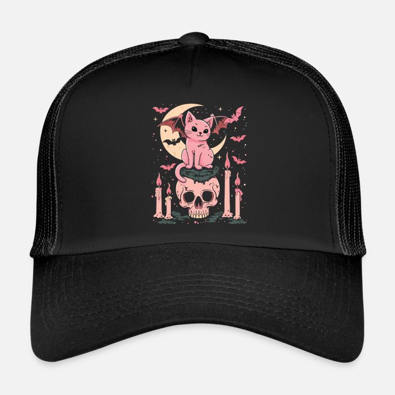 Kawaii Chat Pastel Goth Mignon Effrayant Casquette trucker 