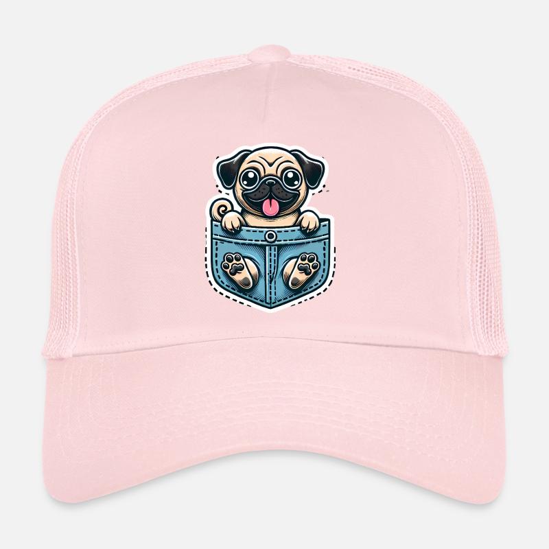 Carlin mignon dans la conception de dessin animé de poche Casquette trucker 