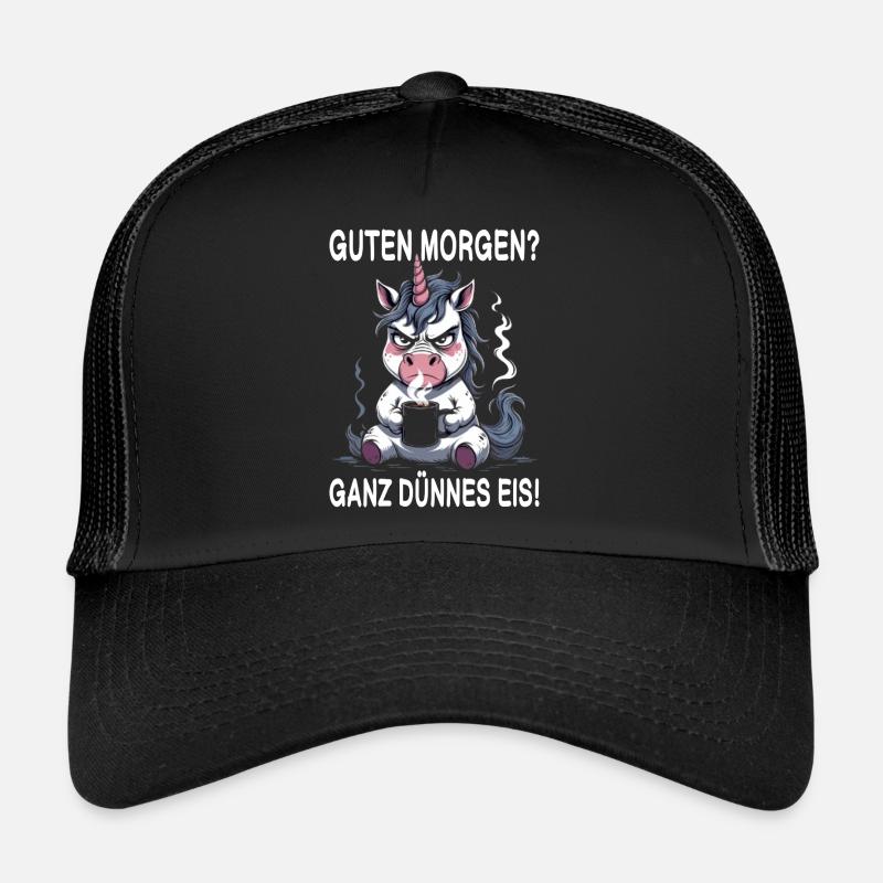 Guten Morgen ganz dünnes Eis Morgenmuffel Einhorn - Trucker Cap - Schwarz/Schwarz