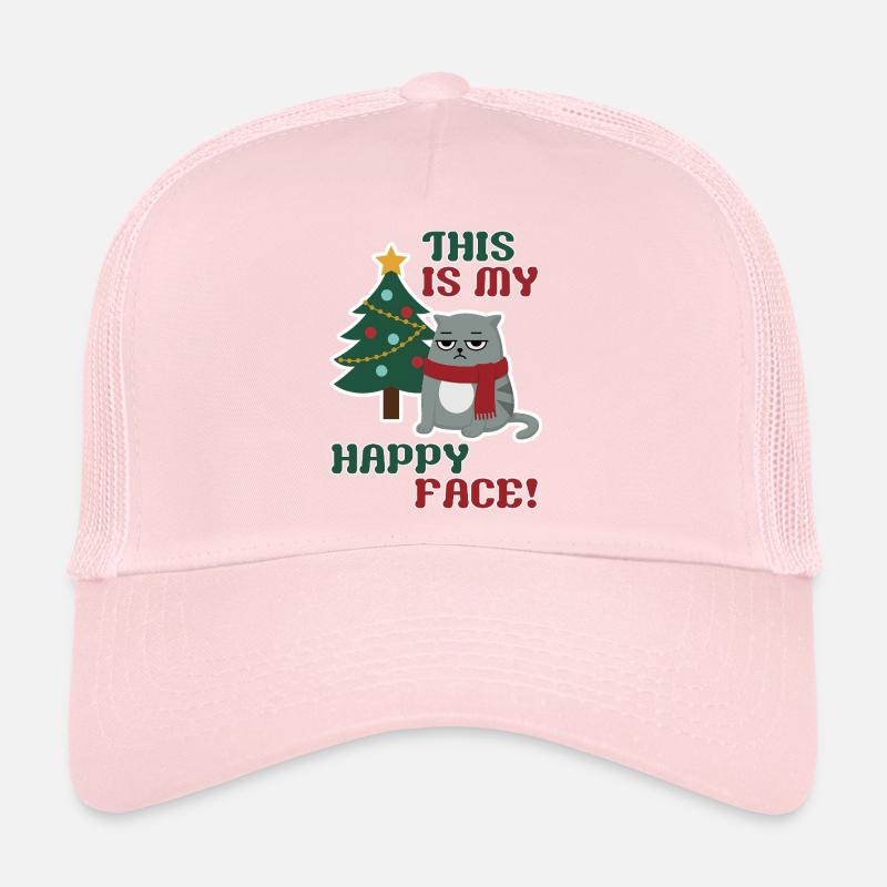 Chat Grumpy Noël, c’est mon visage heureux Casquette trucker 