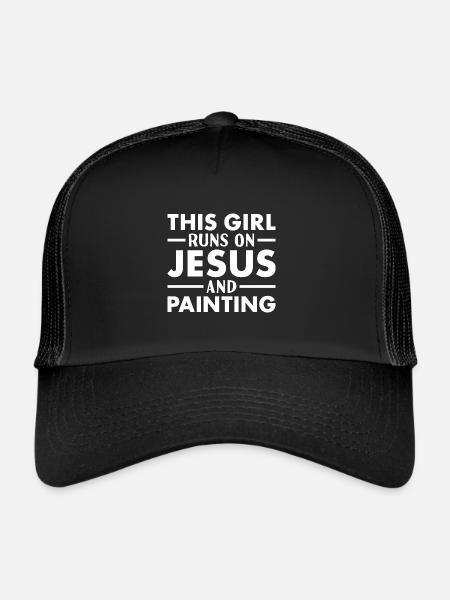 Painter This Girl Runs On Jesus Painting - Trucker Cap - black/black - Front