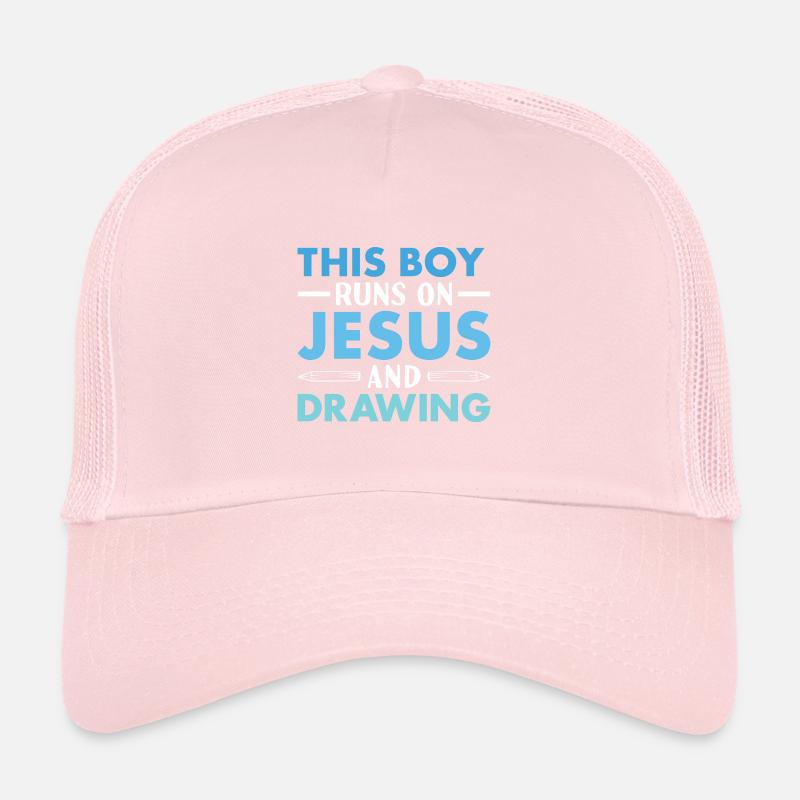 Drawer This Boy Runs On Jesus And Drawing Trucker Cap