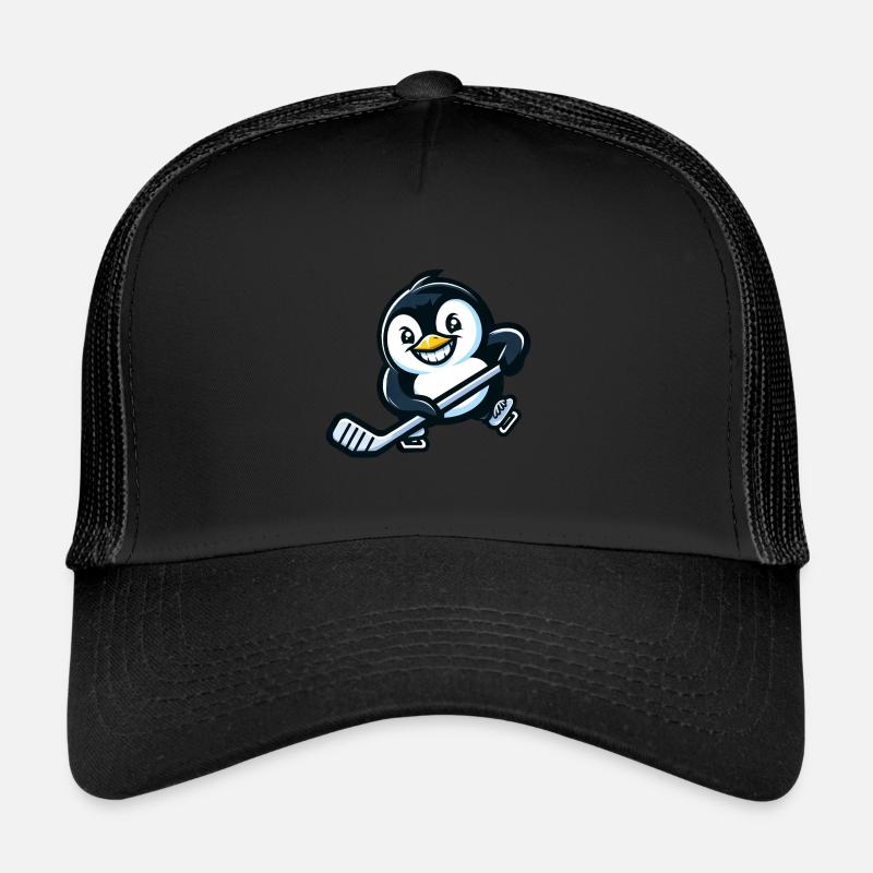 Cooler Pinguin Eishockey - Trucker Cap - Schwarz/Schwarz
