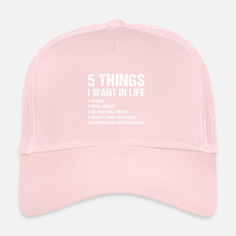 5 choses que je veux dans la vie Boxer Casquette trucker 