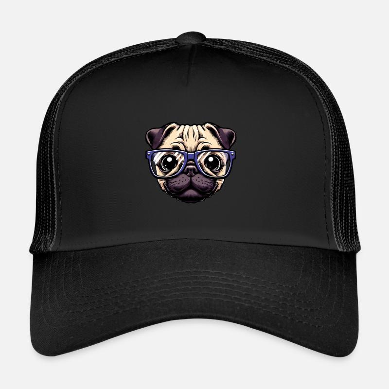 Nerdiger Mops mit Brille Trucker Cap