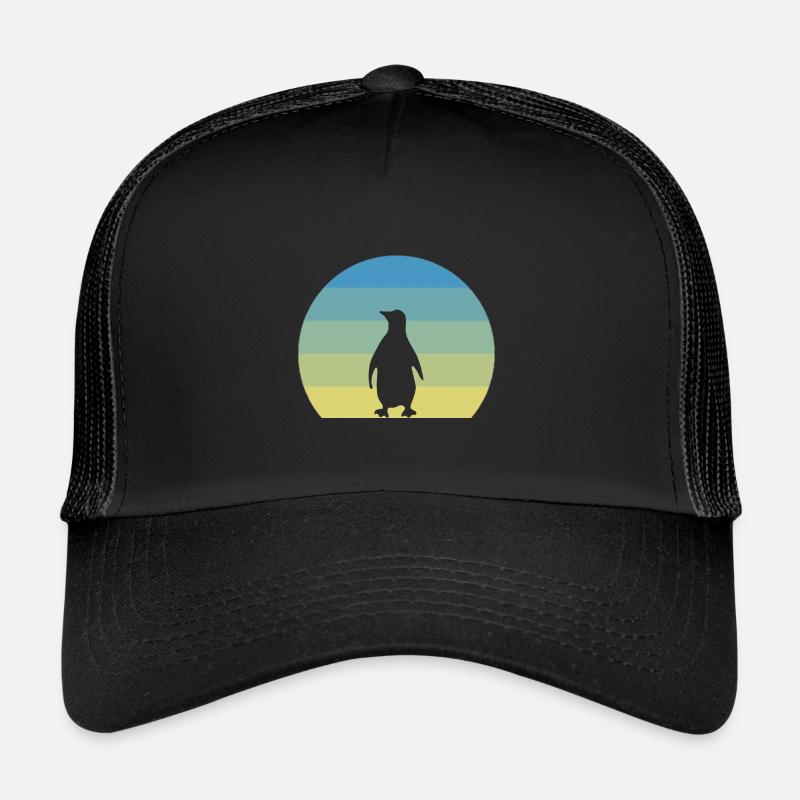 Retro Grün Pinguin - Trucker Cap - Schwarz/Schwarz