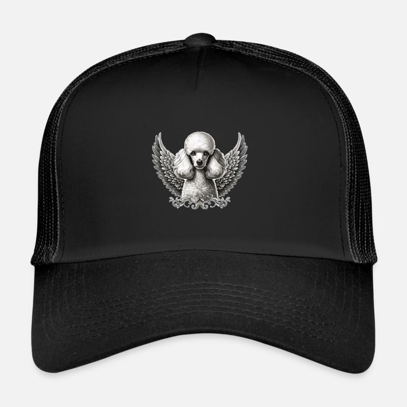 Ange caniche élégant avec ailes Noir Blanc Casquette trucker 