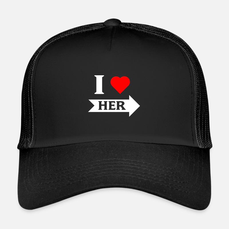 I love Her Pfeil rechts weiß - Trucker Cap - Schwarz/Schwarz
