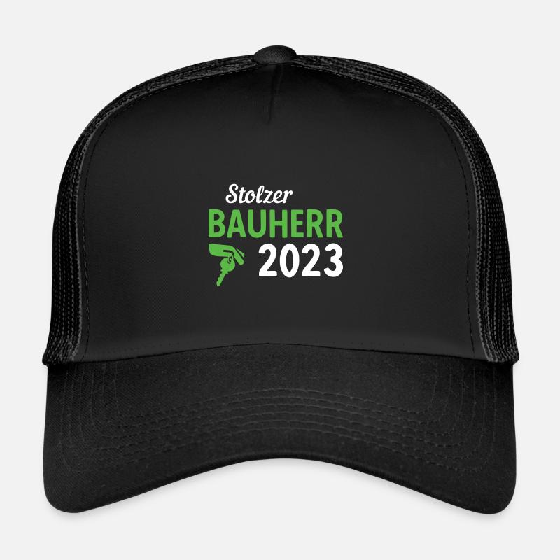 Stolzer Bauherr Bauleiter 2023 - Trucker Cap - Schwarz/Schwarz
