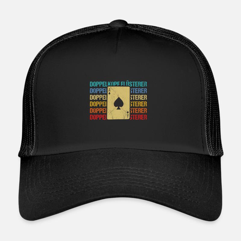 Doppelkopf Flüsterer Kartenspiel Retro - Trucker Cap - Schwarz/Schwarz