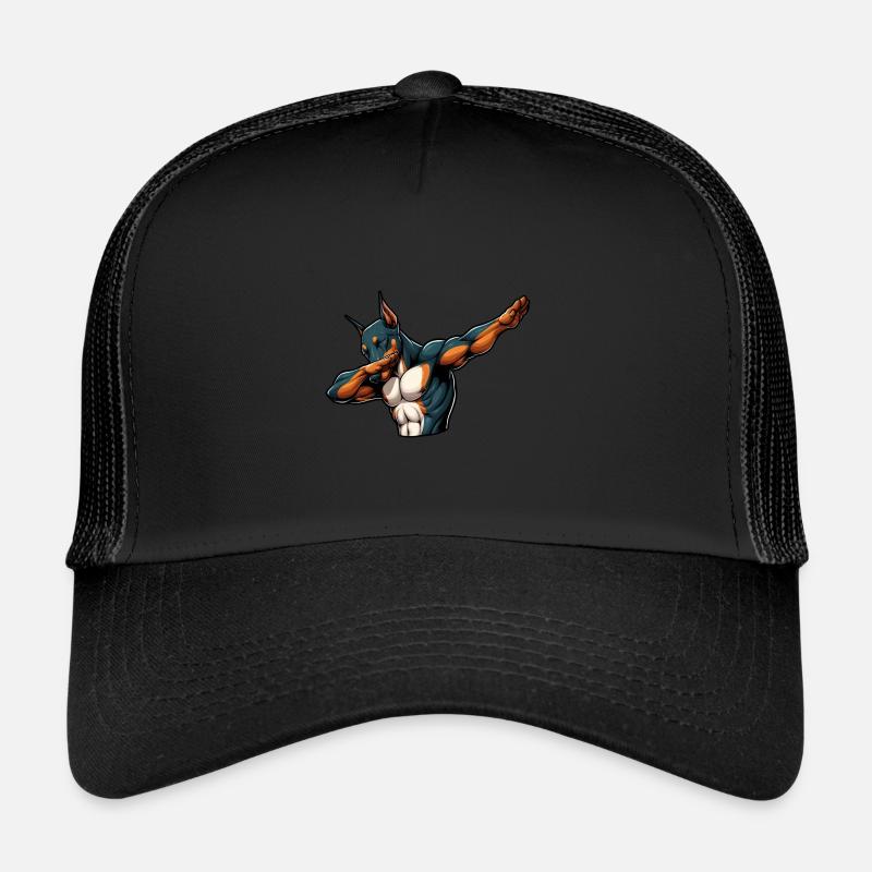 Cooler Dobermann Dabbing Comic Trucker Cap