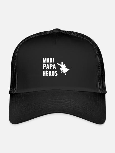 mari papa héros - Casquette trucker  - noir/noir - Devant