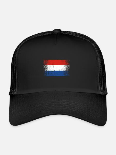 Pays-Bas Drapeau néerlandais Vintage - Casquette trucker  - noir/noir - Devant