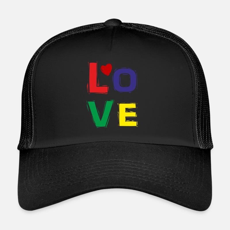 LOVE - Trucker Cap - Schwarz/Schwarz
