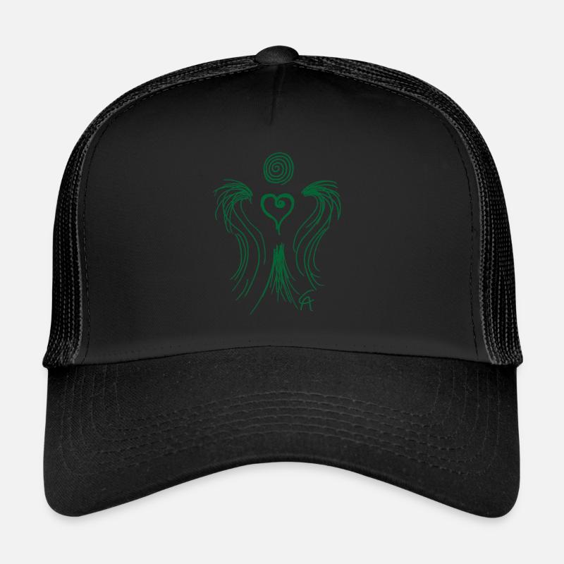 Herzengel grün - Trucker Cap - Schwarz/Schwarz