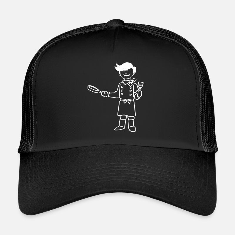 French chef with apron and pan Trucker Cap