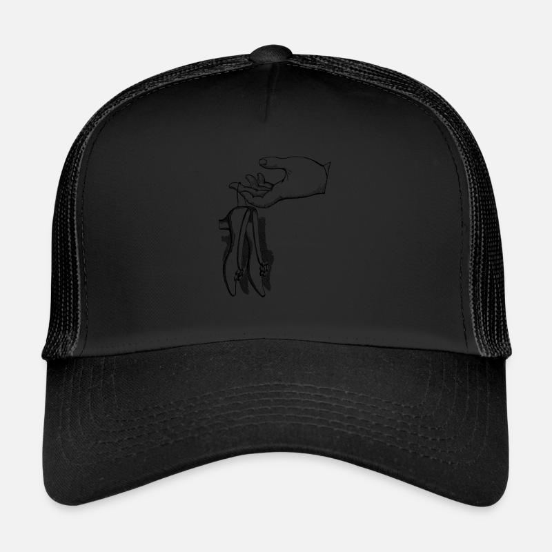 Main avec chaussures - Casquette trucker  - noir/noir