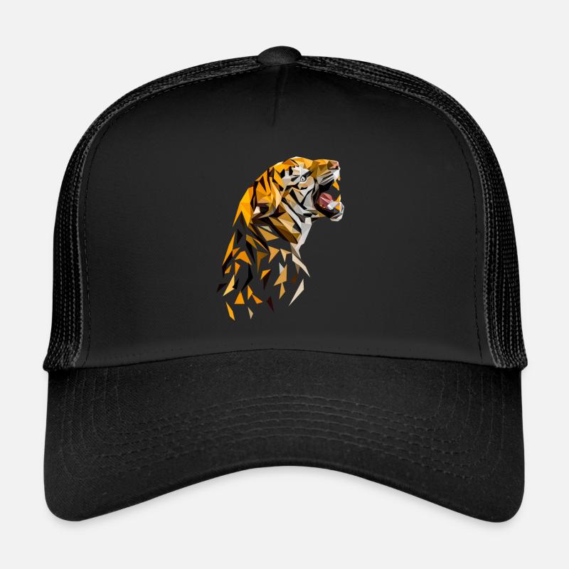 Tiger Polygon Kunst - Trucker Cap - Schwarz/Schwarz