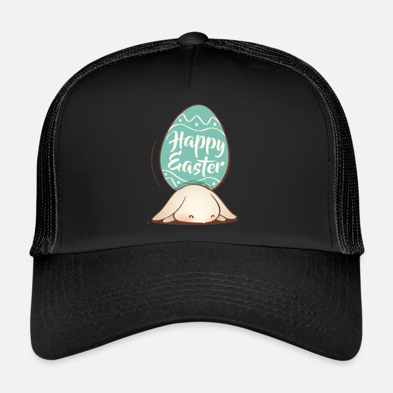 Sweet Easter Bunny with colorful egg and lettering Trucker Cap
