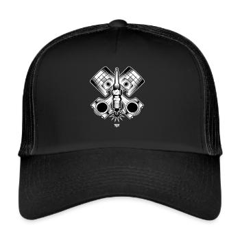 piston cylindre bougie d’allumage moto - Casquette trucker  - noir/noir - Devant