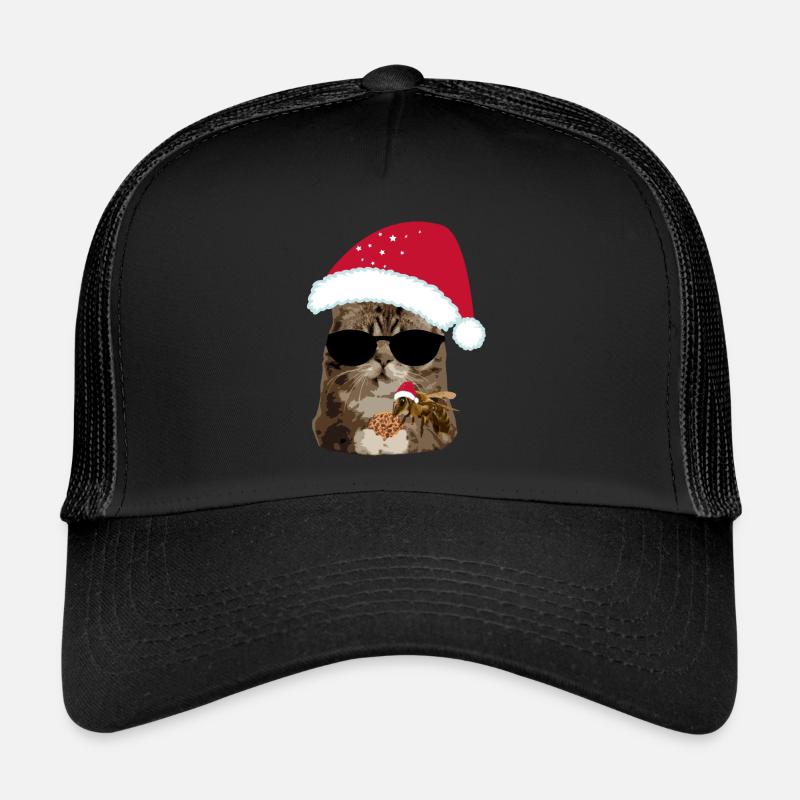 Weihnachten Katze cool mit Biene Keks Trucker Cap